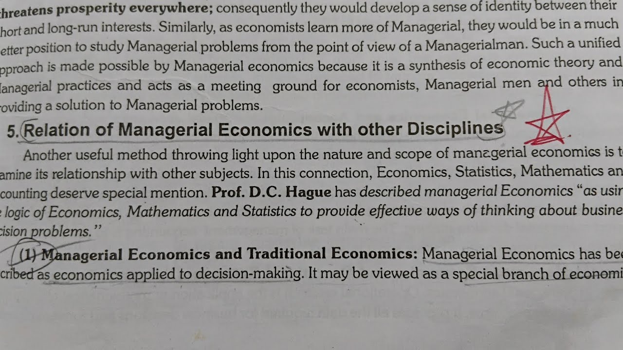 Relation of managerial economics with other disciplines full explanation in hindi