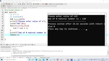 C program to calculate sum of first N natural numbers | C programming for beginners | In Hindi