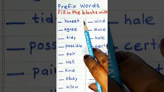 Prefix । Prefixes। Prefix Words  । Prefixes Words। Prefix Examples। Prefix Exercises Worksheet