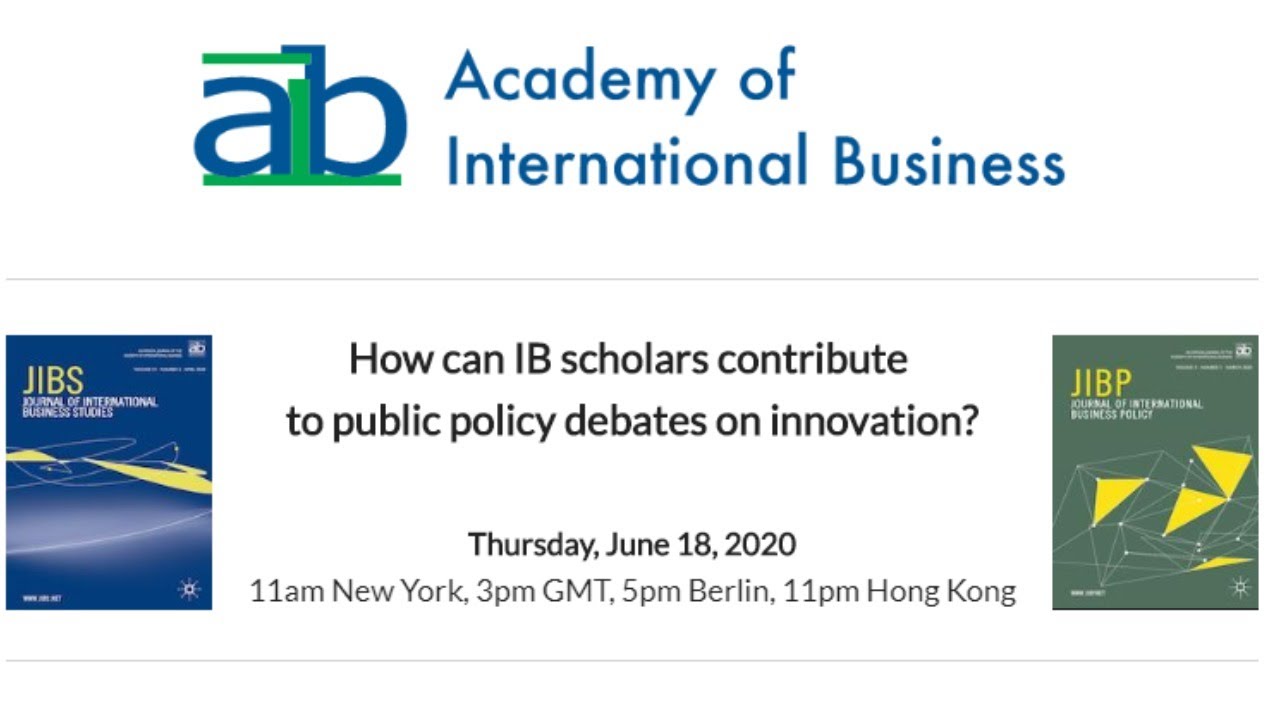 AIB Journals Webinar #4: Public Policy Debates on Innovation