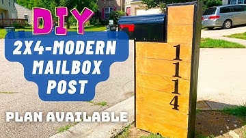 Modern Wooden Mailbox Post - 2x4 Lumber - Super EASY DIY Project to Increase Value of Your Home