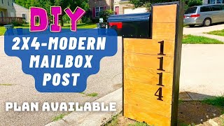 Modern Wooden Mailbox Post - 2x4 Lumber - Super EASY DIY Project to Increase Value of Your Home