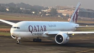 Qatar Airways Cargo Boeing 777-F take-off from Mumbai Airport | Mumbai Airport Plane Spotting