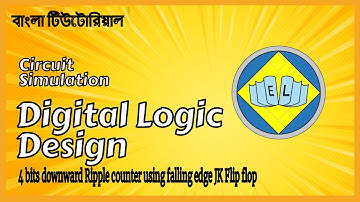 4 bits downward Ripple counter using falling edge JK Flip flop in Logisim
