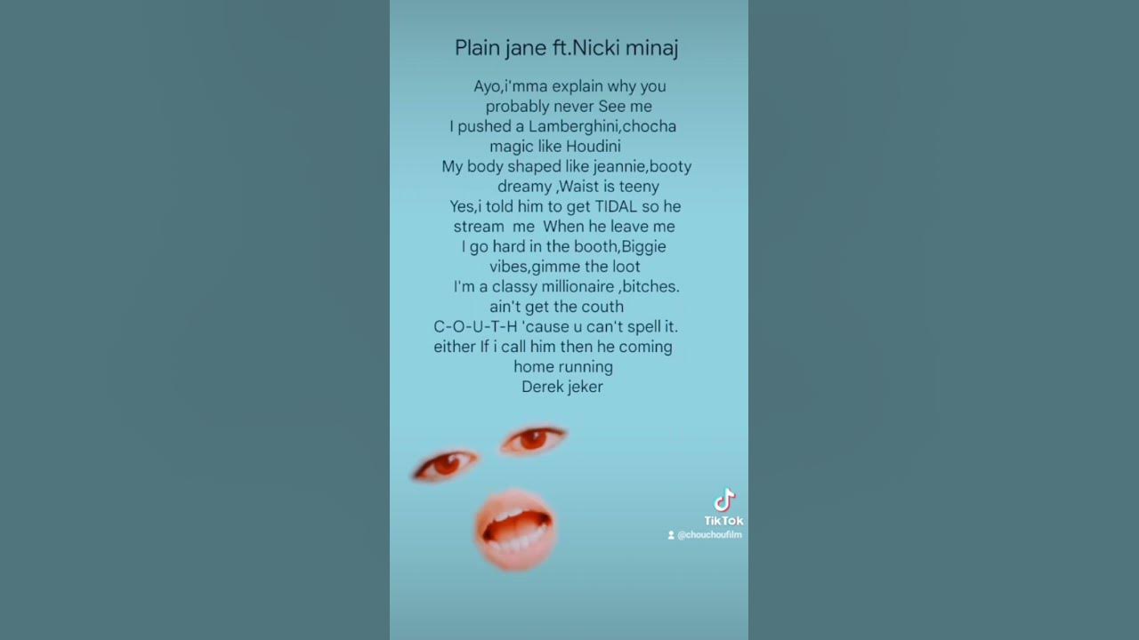 plain jane lyrics ft Nicki minaj🔥🔥 #foryou #shorts #nickiminaj #plainjane #lyrics