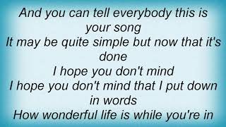 Andy Williams - Your Song Lyrics