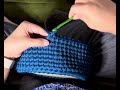 Example of waistcoat stitch - crocheting a scrap basket - t-shirt yarn