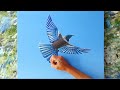 Painting with Acrylics - Painting a Bird Flying on Canvas Time Lapse