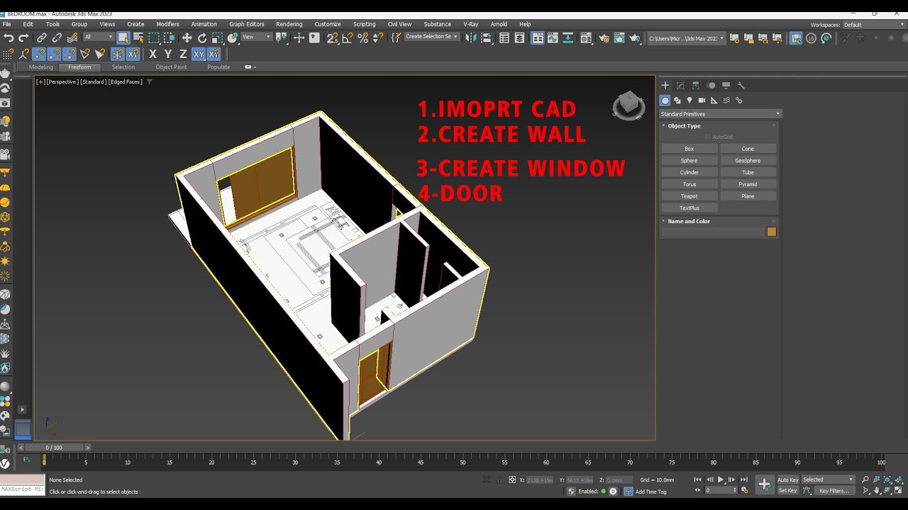 05 BASIC LEVEL 3DS MAX WALL MODELING DOOR ,WINDOW - YouTube