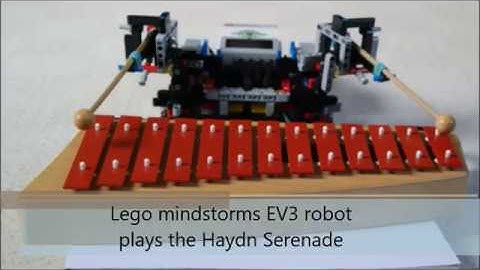 Lego EV3 robot plays music on a glockenspiel xylophone