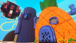 Spongebob Buildings Versus Cinematic Bomb ( TEARDOWN ) #minecraft