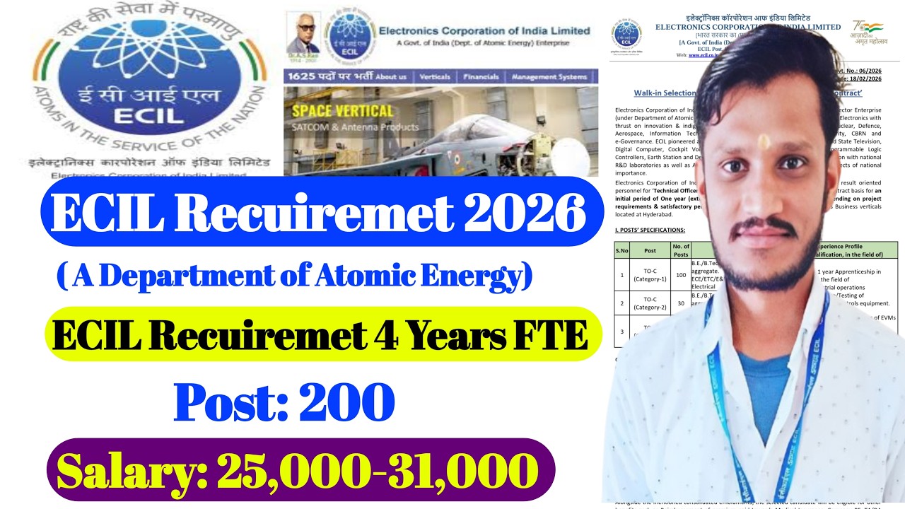 ECIL Recuiremet 2026 | ECIL Jobs 2036 | ECIL Technical Officer Recruitment 2026 🔥 |  BE/BTech |