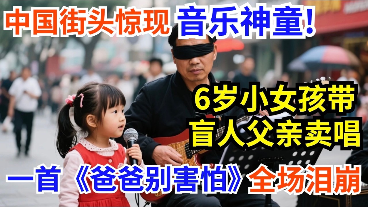 中国街头惊现音乐神童!6岁小女孩带盲人父亲卖唱,一首原创《爸爸别害怕》全场泪崩!【中国情感故事】