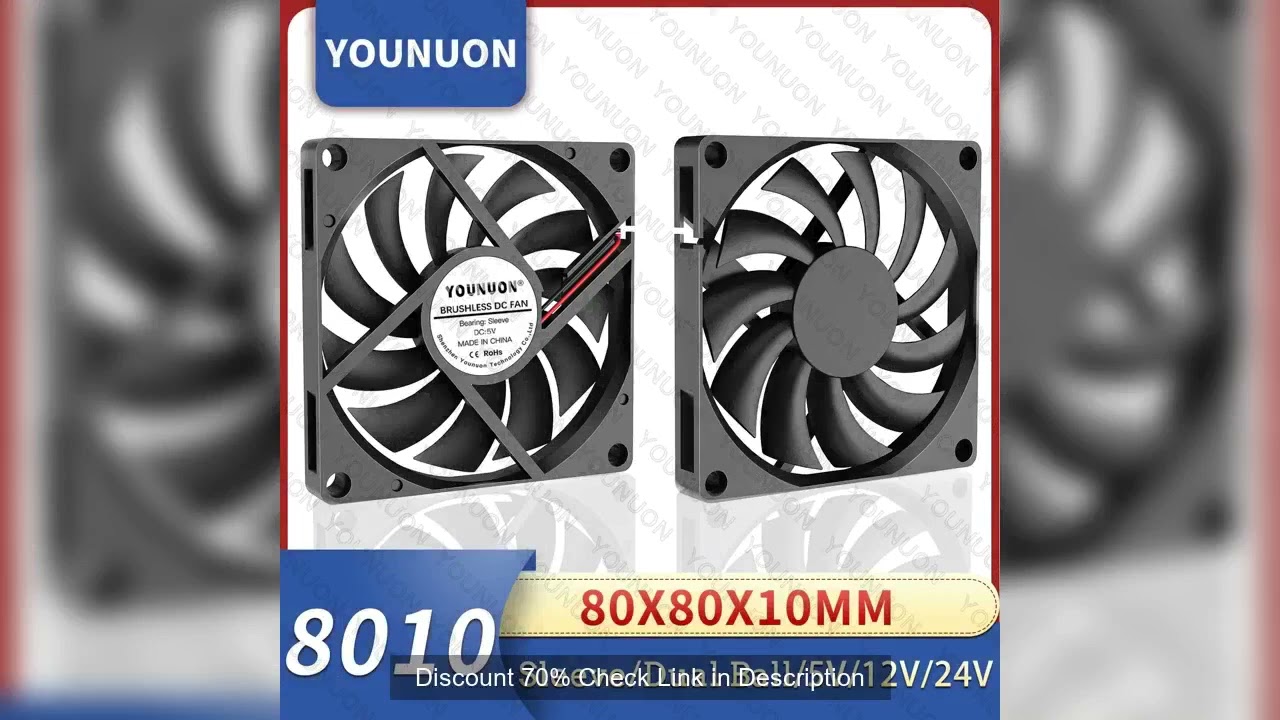YOUNUON 80MM Fan 5V USB Fan 80x80x10mm 8cm DC 5V 12V 24V 8010 Fan Brushless Cooling Cooler PC Fan Co
