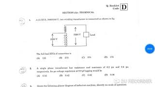 APGENCO EE 2012 SET - D PREVIOUS YEAR QUESTION PAPER WITH ANSWERS