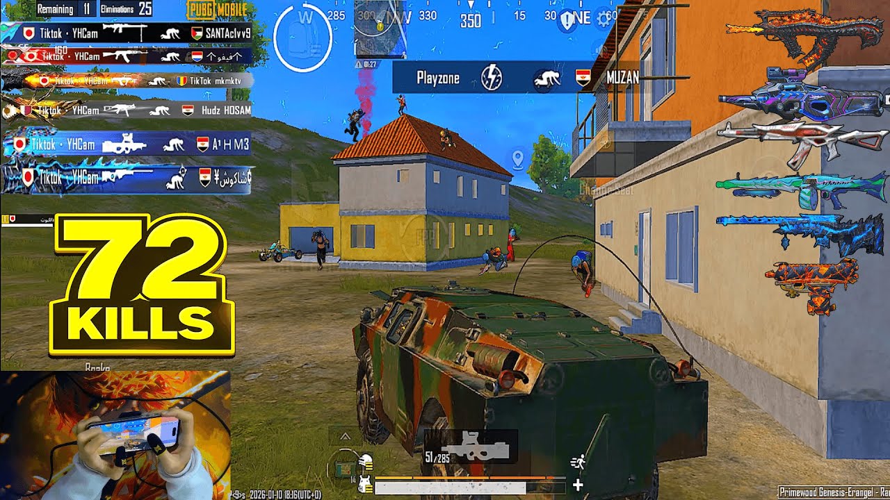 72 kills !!😱 THREE GAME BEST HANDCAM PLAYER YHCam🔥🎯