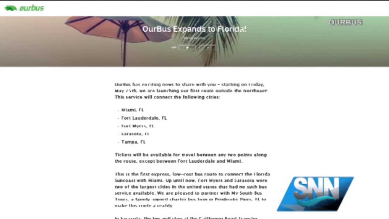 Snn Bus From Tampa To Miami Stops On The Suncoast Youtube