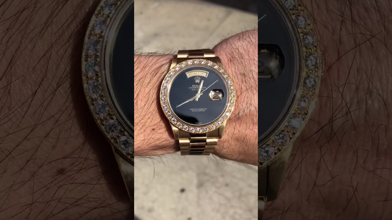 Rolex Day Date Onyx Dial Diamond Bezel