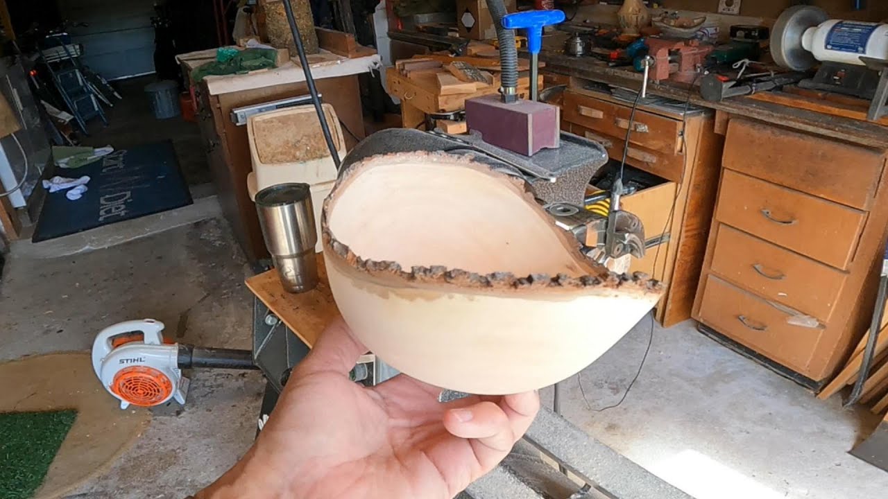 Woodturning a natural edge pear bowl