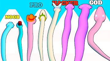 Colorful Snake Run Race 3d - (NOOB to PRO to HACKER), Satisfying ASMR Gameplay