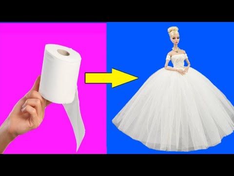 Barbie Elbise yapımı | DIY | Dikişsiz Kendin yap ~ 5 dakikada hallet / Barbie izle