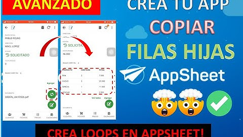 Acciones para Copiar FILAS de otra Tabla Padre, en AppSheet. Crea Apps a partir de Google Sheets.