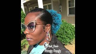 Blue Synthetic Drawstring Afro Puff