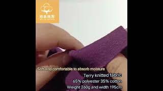terry knitted fabric 65% polyester 35% cotton