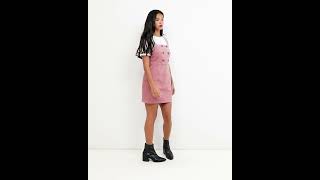 Miss Selfridge Pink Chunky Cord Pinafore Dress