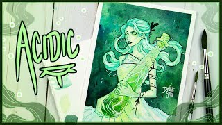 Glowing Watercolor Effect • ACIDIC • Watercolor Timelapse