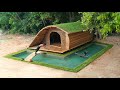 Building Underground Villa With Grass Roof And Build Tunnel Swimming Pool
