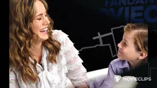 Brie Larson and Jacob Tremblay smile