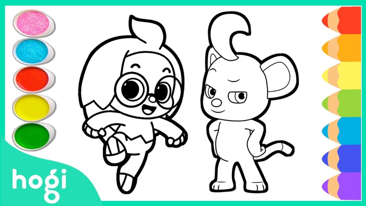 Coloring Pinkfong! Hogi and Billy | Fun & Easy | Pinkfong Drawing ...