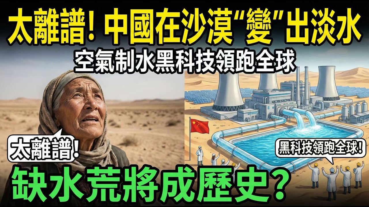 寸草不生也能冒出清泉？中國這項「點沙成水」技術，正讓全球荒漠發生巨變。 #中國科技 #空氣取水 #水資源危機
