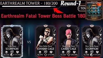 Earthrealm Fatal Tower Boss battle 180 & 164-176 Hard Battle Fight + Reward | MK Mobile