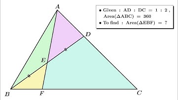Find the area of ∆ FEB | AD : DC = 1 : 2 | E is the midpoint of BD | Ar. of similar ∆s | 3 Solutions