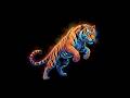 HOLOGRAM VIDEO 3D NEON TIGER HOLOGRAPHIC VIDEO BLACK BACKGROUND VR