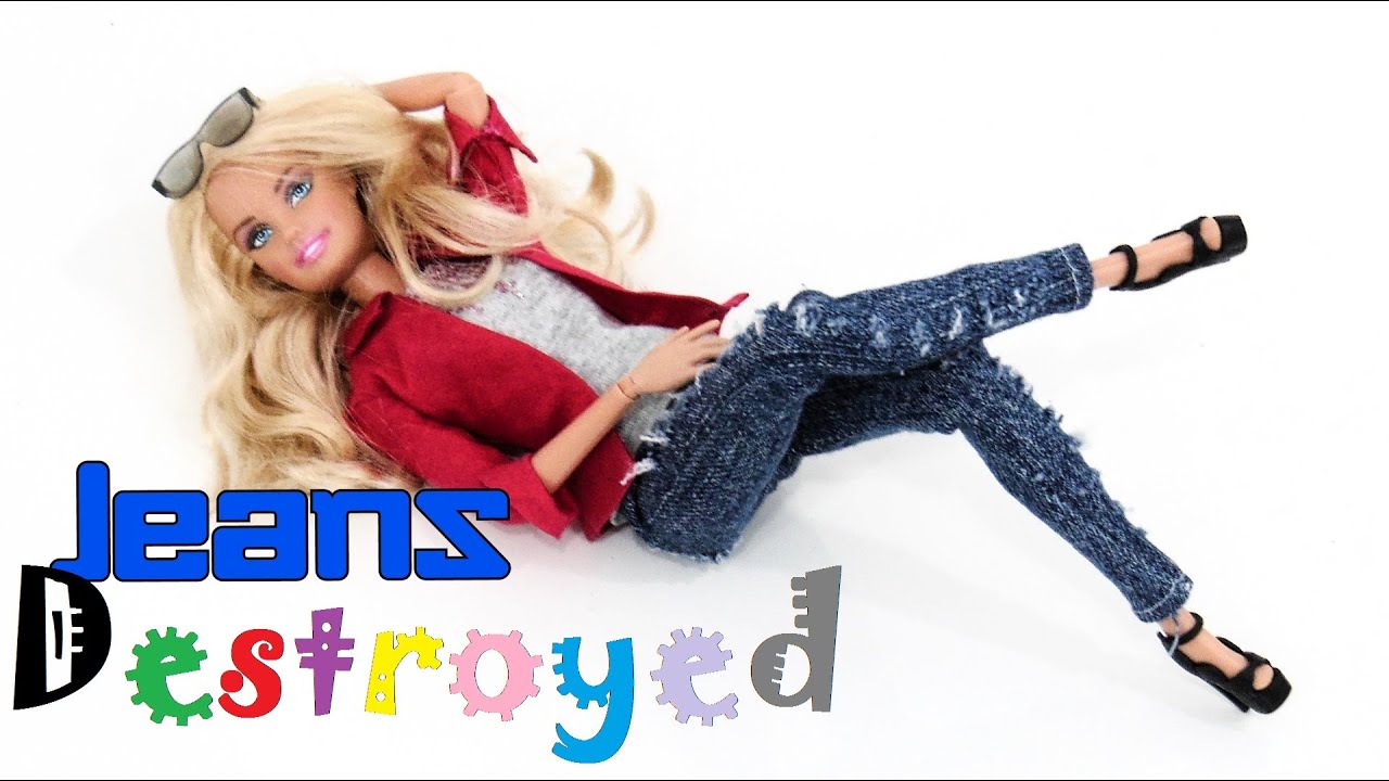 Calça Jeans Destroyed para Barbie DIY