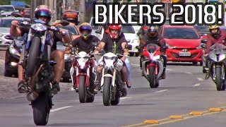 BIKERS 2018! Superbikes Wheelies, Burnouts, Stoppies and Loud Exhaust Sounds!