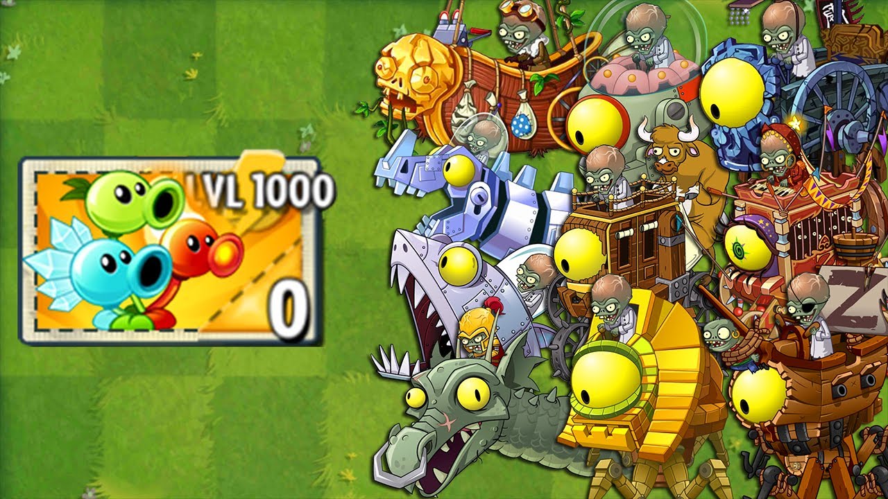 100% THREEPEATER Plant LEVEL 1000 vs All Final Boss - Plants vs Zombies ...