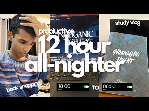 ⋆｡𖦹  12 HOUR AESTHETIC STUDY VLOG 🖇️📂  all-nighter, INORGANIC NIGHT, study with me, productive vlog thumbnail