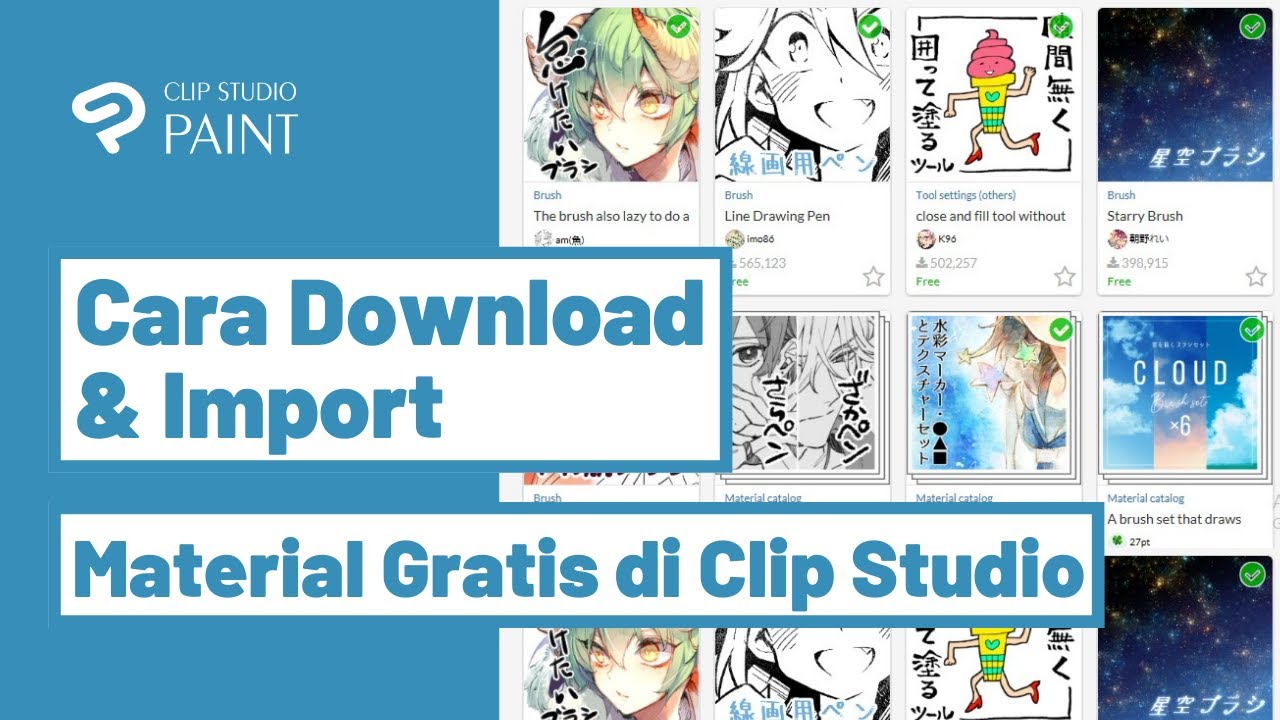 Cara Download dan Import Material Gratis ke Clip Studio Paint - YouTube