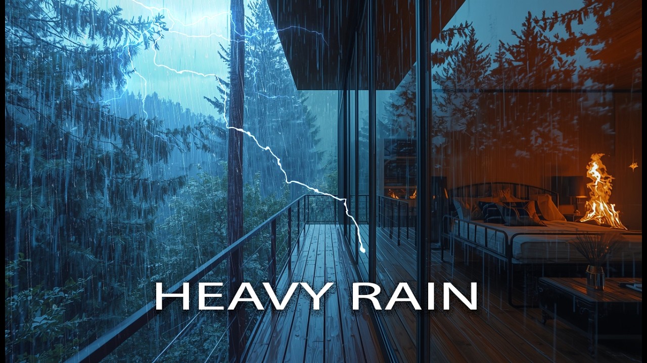 Cozy Luxury Cabin in the Rain 🌧️ Rain Sounds for Deep Sleep ...