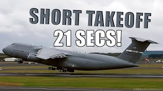 UNBELIEVABLE SHORT USAF C-5M SUPER GALAXY TAKEOFFS (Prestwick Airport, for Donald Trump Visit 2018)