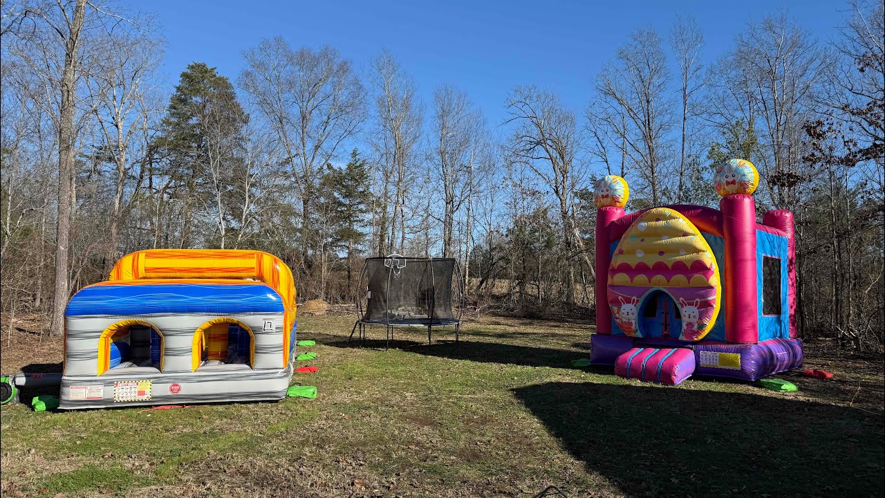 Awesome Event with our 30ft Fire and Ice obstacle course and Easter Bunny Bouncer Sir Bounce-A-Lot