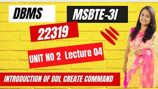 DMS- Create Command| Unit No -2 | Lecture No:04| SQL | Create Command| DDL| Hindi | Create Command