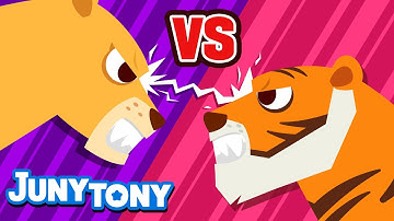 Lion vs. Tiger | JunyTony Versus Series Ep. 2 | Who Is the Real King? | Animal Song | JunyTony