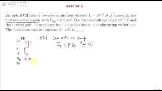 Famous GATE 2015 ECE Maximum Emitter Current of BJT in foward active region Profile
