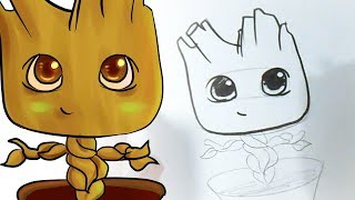 Cómo Dibujar A Groot Chibi