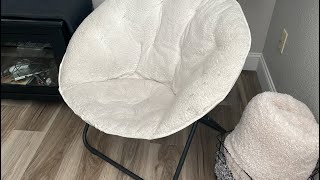 Folding Plush Sherpa Faux Fur Saucer Chair REVIEW